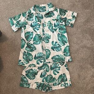 Tropical Leaf Print Pajamas